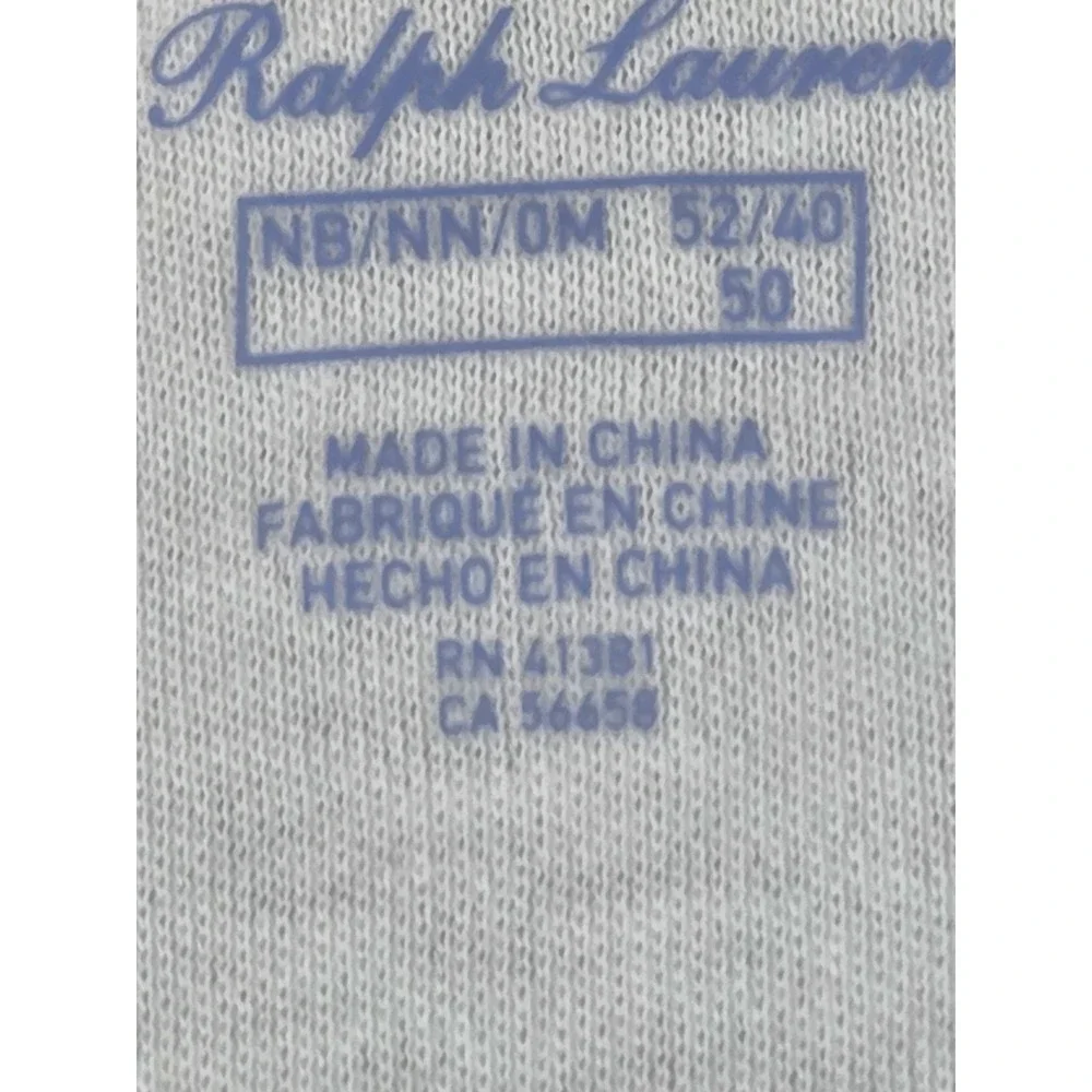 Ralph Lauren Newborn One Piece Sleeper Embroidered Ponies RL Logo White Crest